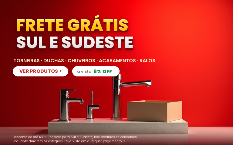 Torneiras, duchas, chuveiros, acabamentos e ralos com frete grátis para Sul e Sudeste na Casa Mattos