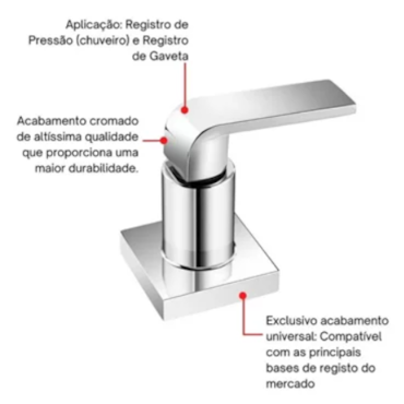 Acabamento de Registro Base de Gaveta Goa Slim 3/4 Cromado