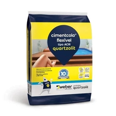 Argamassa Flexível Cinza Quartzolit Cimentcola ACIII 20kg PL Argamassa Flexível Cinza Quartzolit Cimentcola ACIII 20kg PL