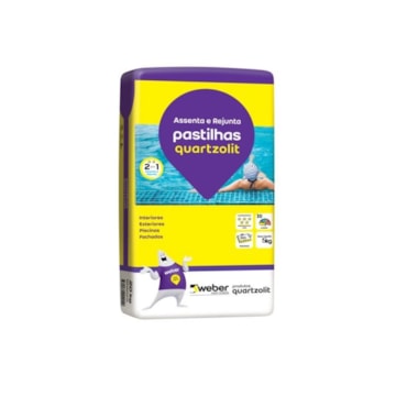 Argamassa Quartzolit Pastilhas Área Externa e Interna Branca 5kg Argamassa Quartzolit Pastilhas Área Externa e Interna Branca 5kg