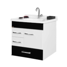 Armário Preto e Branco Suspenso Mônaco em MDF