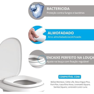 Assento Sanitário Astra Almofadado Fit TVTK Branco