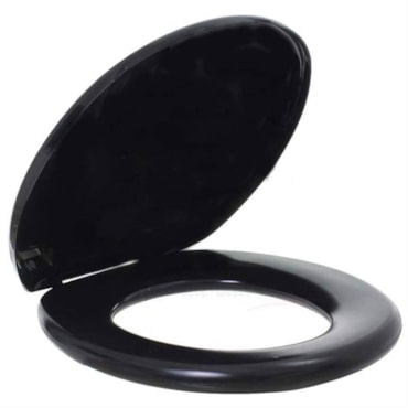 Assento Sanitário Astra Preto 01 Oval Almofadado