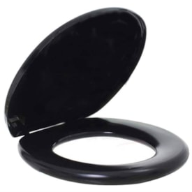 Assento Sanitário Astra Preto 01 Oval Almofadado