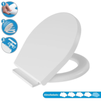 Assento Sanitário Oval Almofadado 3 em 1 com Fechamento Suave e Fácil Remoção Astra