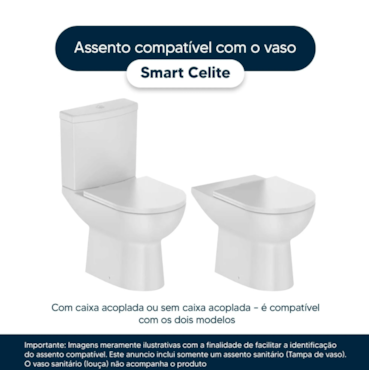 Assento Sanitário Soft Close Smart Preto Fosco Celite