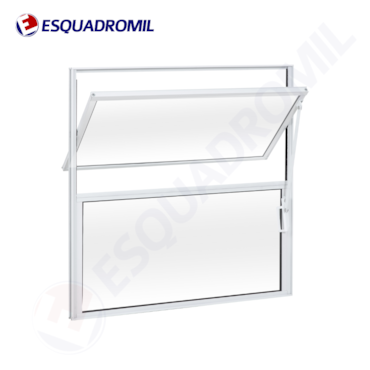 Basculante Branco de Alumínio c/ 2 Vidros Esquadromil 50x50cm Basculante Branco de Alumínio c/ 2 Vidros Esquadromil 50x50cm