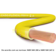 Cabo Amarelo de Energia em PVC/Cobre Flex Sil Fase Rolo 1,5mm com 100m 750V