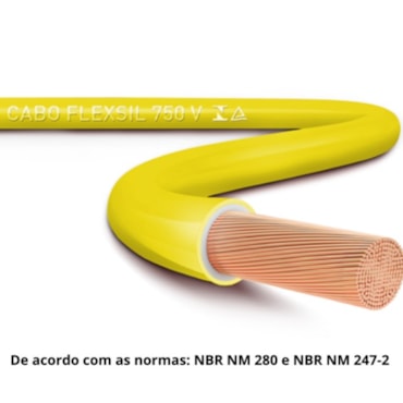 Cabo Amarelo de Energia em PVC/Cobre Flex Sil Fase Rolo 1,5mm com 100m 750V