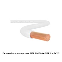 Cabo Branco de Energia em PVC/Cobre Flex Sil Fase Rolo 10mm com 100m 750V