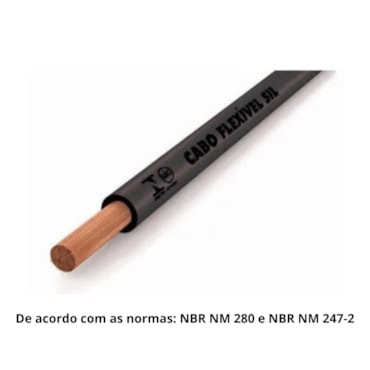 Cabo Preto de Energia em PVC/Cobre Flex Sil Fase Rolo 10mm com 100m 750V