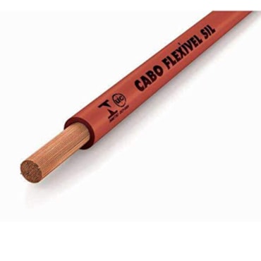 Cabo Vermelho de Energia em PVC/Cobre Flex Sil Fase Rolo 4mm com 100m 750V