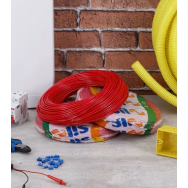 Cabo Vermelho de Energia em PVC/Cobre Flex Sil Fase Rolo 6mm com 100m 750V