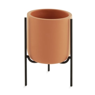 Cachepot Mart 12855 em Cimento Terracota com Suporte 13 cm