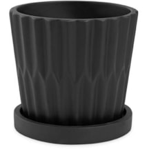 Cachepot Mart 13453 em Cimento Preto 15 cm