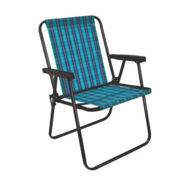 Cadeira de Aço Alta Azul Marine Xadrez Mor Cadeira de Aço Alta Azul Marine Xadrez Mor