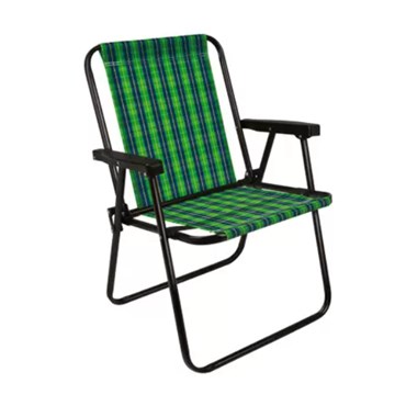 Cadeira de Aço Oliva Alta Verde Xadrez Mor