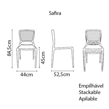 Kit Cadeira Tramontina com 4 unidades Sofia Preta 92237/009