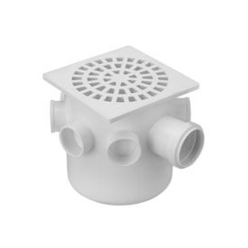 Caixa Sifonada Krona Quadrada Branca com 7 Entradas 150x150x50mm