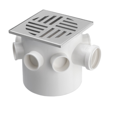 Caixa Sifonada Redonda Grelha Cromada 7 Entradas 150x150x50mm Krona Caixa Sifonada Redonda Grelha Cromada 7 Entradas 150x150x50mm Krona