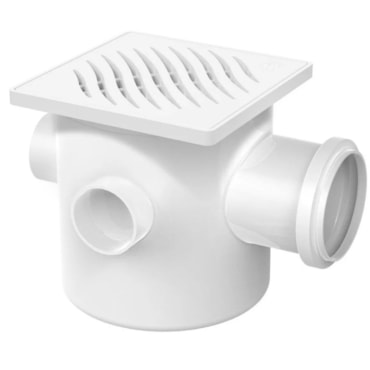 Caixa Sifonada Tigre Porta Grelha Quadrado Branco 100x100x50