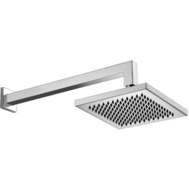 Chuveiro de Parede Quadrado com Braço Kromma Cromado 20x20cm Chuveiro de Parede Quadrado com Braço Kromma Cromado 20x20cm
