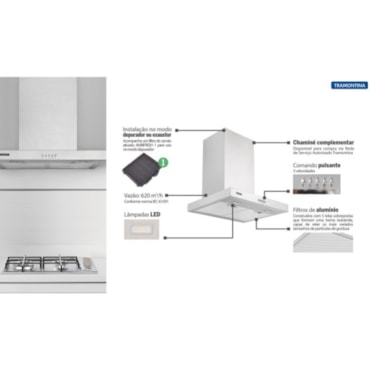 Coifa de Parede Tramontina New Dritta Wall 60 em Aço Inox 60 cm 220V