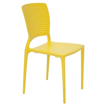 Conjunto com 4 Cadeiras Tramontina Amarelo em Fibra de Vidro Safira 92048/000
