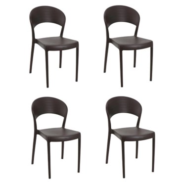 Conjunto de 4 Cadeiras Plásticas Tramontina Alice Preta