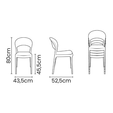 Conjunto com 4 Cadeiras Tramontina em Fibra de Vidro / Polipropileno Preto Eco Sissi