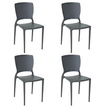 Conjunto com 4 Cadeiras Tramontina Safira Grafite 92048/007