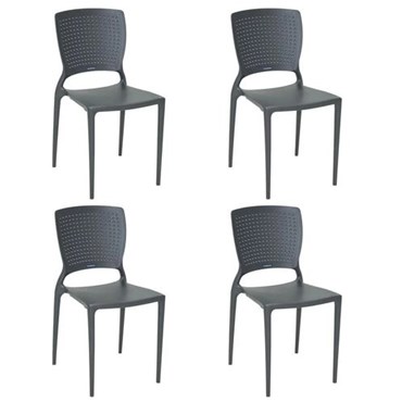 Conjunto com 4 Cadeiras Tramontina Safira Grafite 92048/007