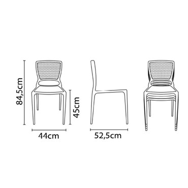 Conjunto com 4 Cadeiras Tramontina Safira Vermelho 92048/040