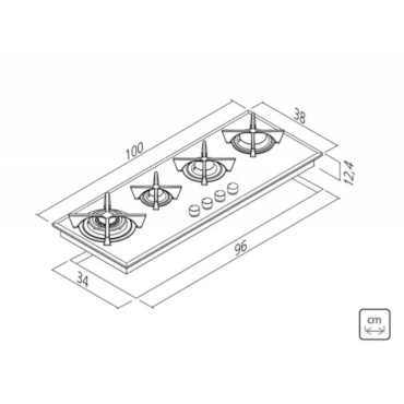 Cooktop A Gás 4G100 B Slim Glass Flat