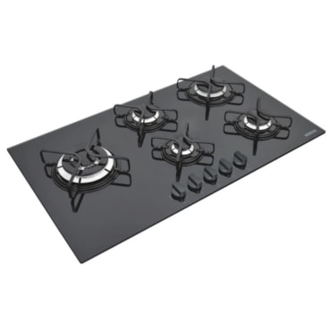 Cooktop a Gás Tramontina Penta Side Plus em Vidro Temperado Preto 5 Queimadores