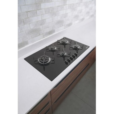 Cooktop a Gás Tramontina Penta Side Plus em Vidro Temperado Preto 5 Queimadores