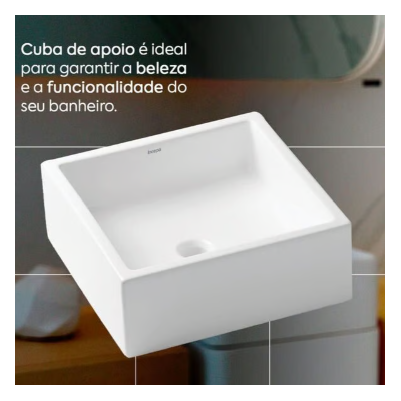 Cuba de Apoio Incepa Quadrada Loft Q5 Branca 35cm | Casa Mattos