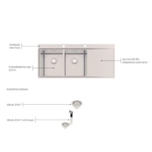 Cuba de Sobrepor Tramontina Design Collection Smooth 2 Cubas em Aço Inox Acetinado 116x52 cm