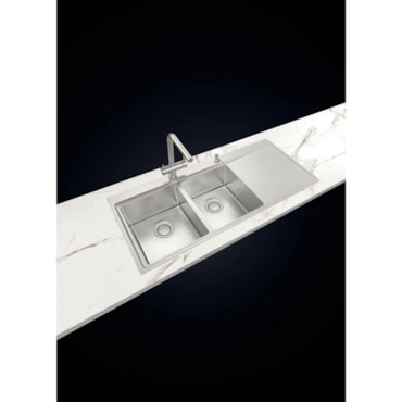 Cuba de Sobrepor Tramontina Design Collection Smooth 2 Cubas em Aço Inox Acetinado 116x52 cm