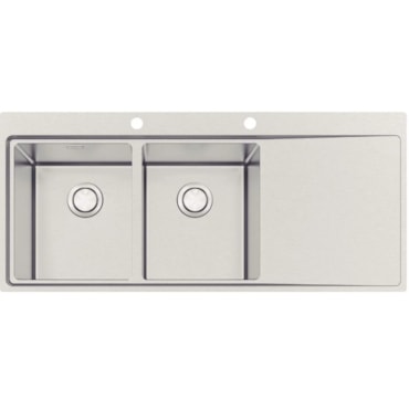 Cuba de Sobrepor Tramontina Design Collection Smooth 2 Cubas em Aço Inox Acetinado 116x52 cm Cuba de Sobrepor Tramontina Design Collection Smooth 2 Cubas em Aço Inox Acetinado 116x52 cm