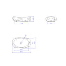 Cuba Oval de Apoio Facetada Ébano Fosco Deca