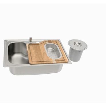 Cuba Tramontina Morgana 60 FX Undermount c/ Lixeira de Embutir, Tábua, Dosador, Cesto e Válvula