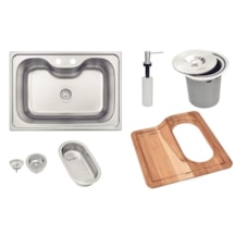 Cuba Tramontina Morgana 60 FX Undermount c/ Lixeira de Embutir, Tábua, Dosador, Cesto e Válvula