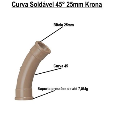 Curva Soldável de 45° Krona Marrom 25mm