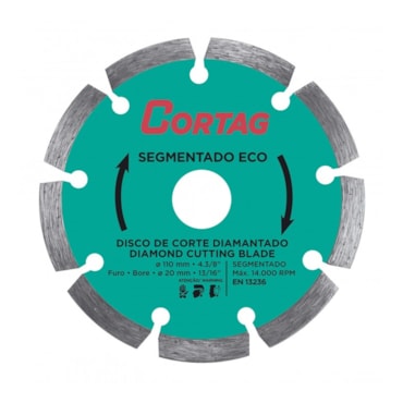 Disco de Corte Diamantado Segmentado Eco 110x20mm Cortag Disco de Corte Diamantado Segmentado Eco 110x20mm Cortag
