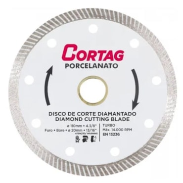 Disco Diamantado para Porcelanato Cortag Branco 110mm