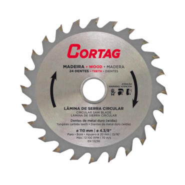 Disco Serra Circular p/ Madeira 24 Dentes 185mm Cortag