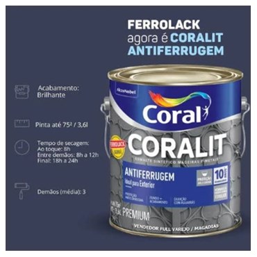 Esmalte Antiferrugem Ferrolack Branco 3,6L Coral