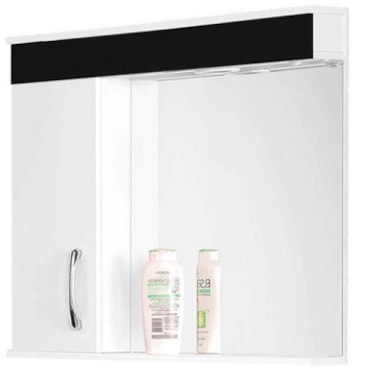 Espelheiro Rorato Monaco Preto 59,5cm com Lampada Led