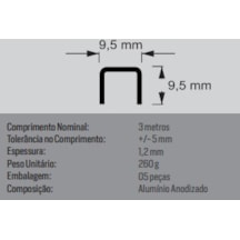 Filete Alufit Nº1 Mozaik Preto Polido em Aluminio 9,5x300cm